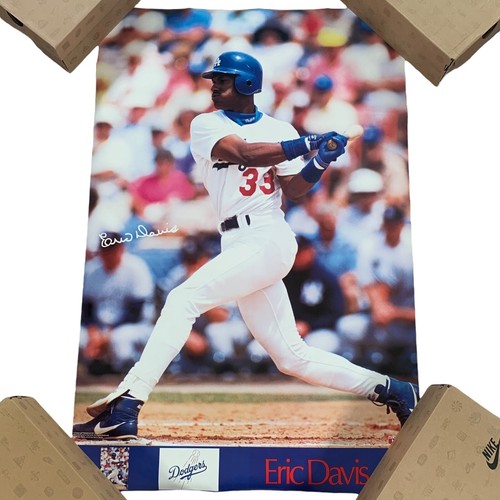 Vintage 90s MLB Baseball Los Angeles Dodgers Eric Davis Poster 23x35 - 第 1/3 張圖片