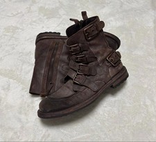 Dolce&Gabbana Men 8.5US 00S Brown Leather Combat Boots Luxury Classic Stylish