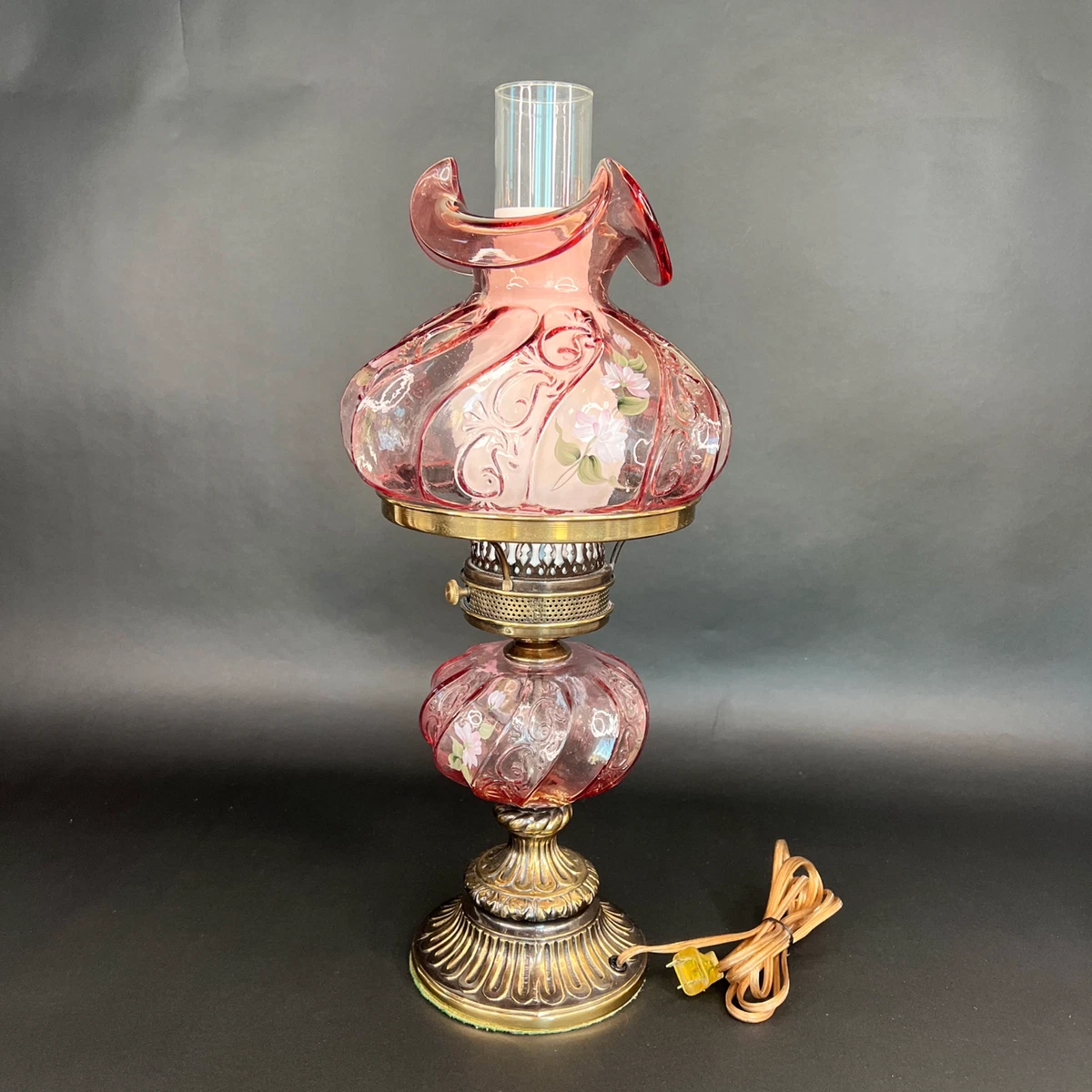 Fenton Rose Lamp In Fenton Art Glass | eBay