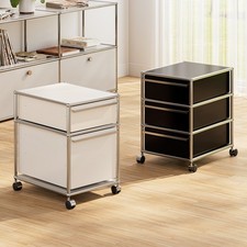 2/3 Drawers Mobile File Cabinet Modern Storage Cabinet Side Table Open Shelf