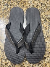 Vintage Flip Flops Retro 70 s 80 s Women s 2 tone Blue White stripe Sz 8