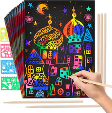 Scratch Art for Kids,Rainbow Magic Scratch off Art Crafts Set | 50 Pcs Black Mag