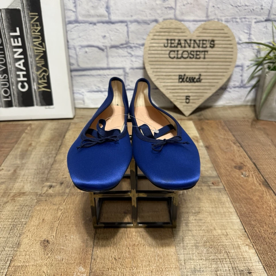 J Crew Zoe Mary Jane cetim balé liso novo na caixa tamanho 10,5 BT898 - Imagem 3 de 4