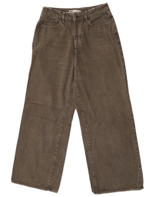 Zara Damen Wide Leg Jeans EU 38 Small W28 L26 Khaki BQ06