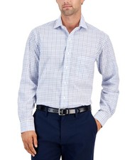 Club Room Mens Performance Plaid Button Down Dress Shirt