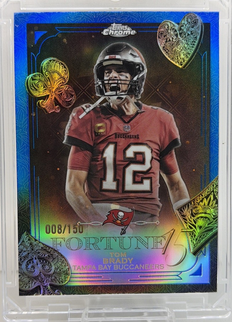 2025 Topps Chrome Tom Brady Fortune 15 Blue Refractor 08 /150 #F15