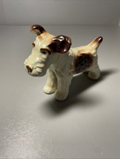 Vintage Wire Fox Terrier Dog Figurine Ceramic Pottery Ornament Hand Painted 10cm