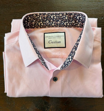 CHARLES TYRWHITT Custom Sized Pink Dress Shirt, Cuff/Collar Accents, 16.75/31.5