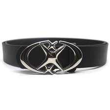 "Men's Y2K Leather Waist Belt with Star Metal Buckle – Fashion Punk Belt