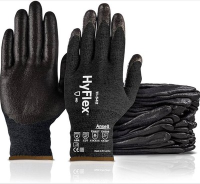 Ansell-Hyflex 11-542 Cut/Heat-Resistant Mechanical Work Gloves Size 10, 12 Pairs