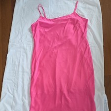 Express Pink Satin Full Slip Dress Adjustable Straps Women's Size L