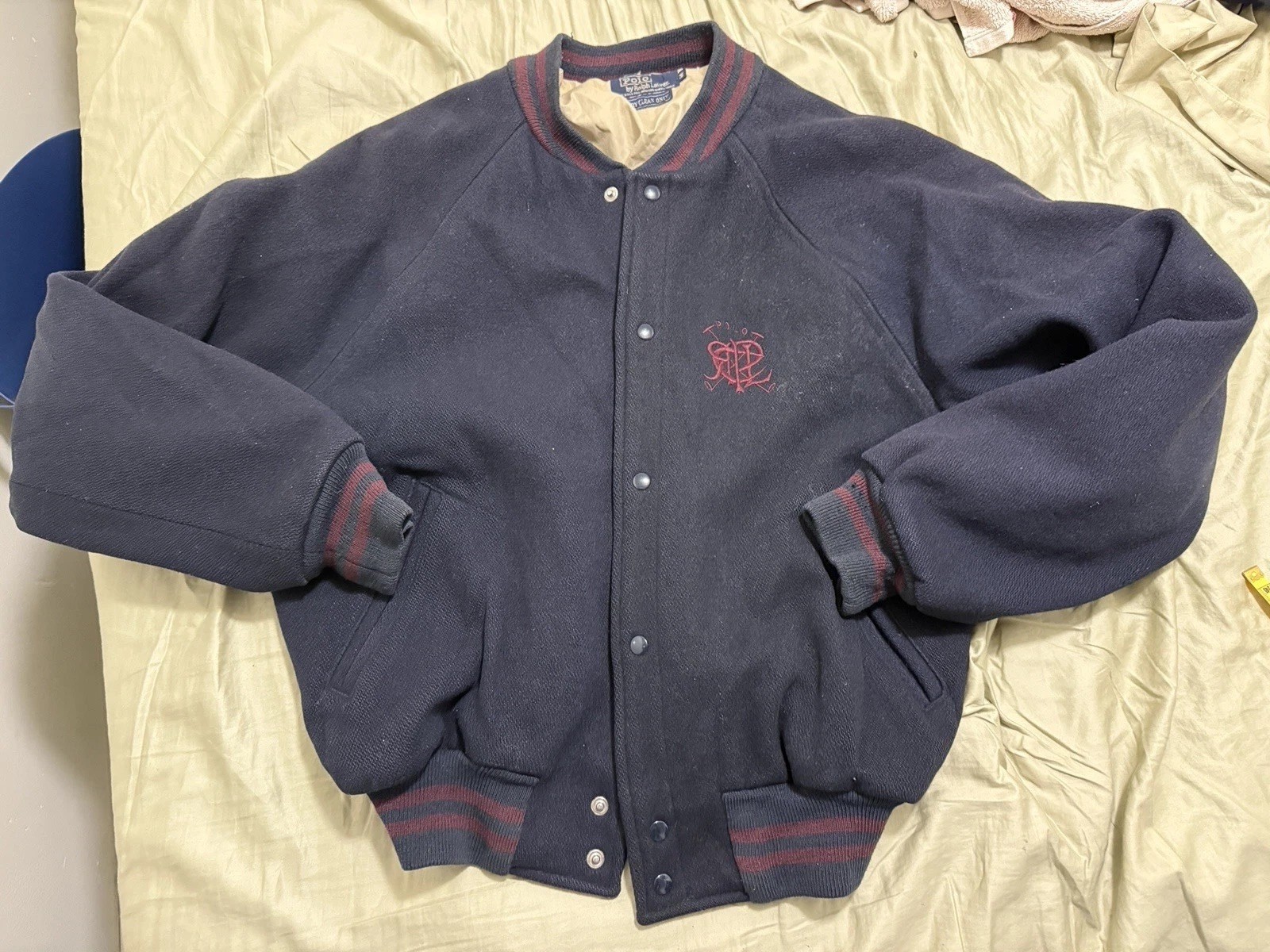 Vtg Polo Ralph Lauren 90s Varsity Jacket Large