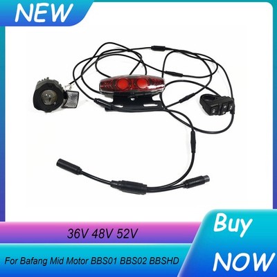 36V 48V 52V E-bike Front Rear Light w/Switch Kit for BAFANG BBS01 BBS02 BBSHD/KT