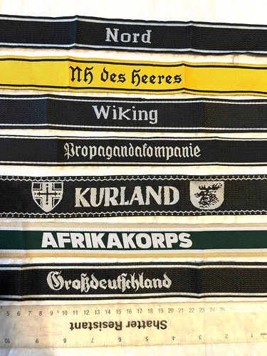German Army  WW2 Bevo Cuff titles x 7  For uniform Tunic sleeve