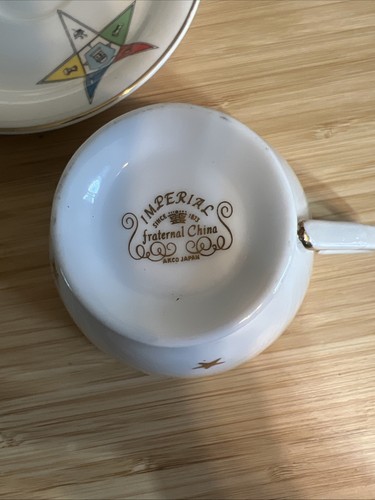 SOUCOUPE TASSE À THÉ MAÇONNIQUE OES Ordre de l'Étoile de l'Est sel et poivre - Photo 6/8
