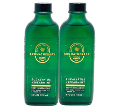 2 BATH  BODY WORKS AROMATHERAPY EUCALYPTUS SPEARMINT BODY MASSAGE OIL 4 OZ NEW