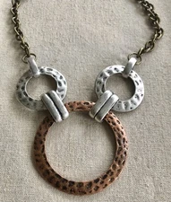 Brutalist industrial Minimalist pounded metal necklace