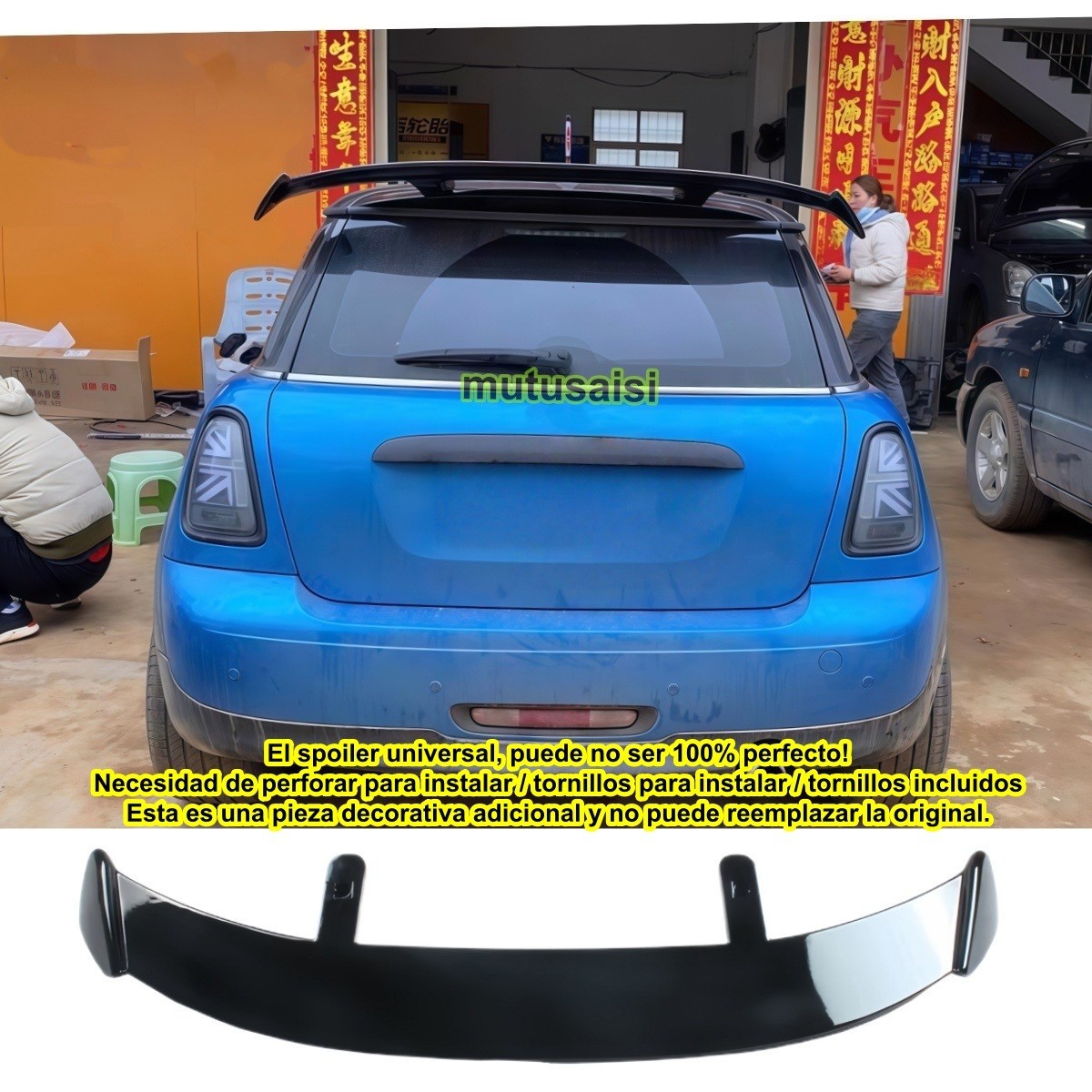 Spoiler techo trasero Mini R56 Cooper One noir brillant aileron de coffre