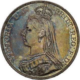 Künker: Großbritannien Victoria 1 Crown 1887 Jubilee Head Silber Top!