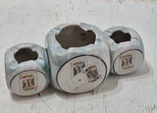 Vintage Ceramic Cube Playing Cards Ashtray 3 Tier 1950s novelty Faded Used
