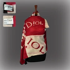Christian Dior Logo Scarf Authentic Double-Sided Print Scarf  Scarves Paris Made