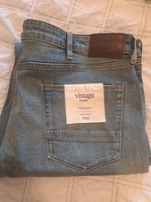 M & S MENS VINTAGE WASH STRAIGHT FIT JEANS - FADED BLUE - W36 L31 - BNWT