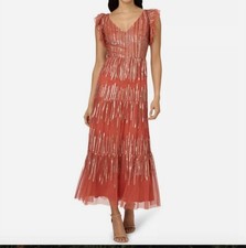 Adrianna Papell Mesh Sequins Dress Size 14