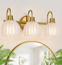 20" Brushed Gold Vanity Light - Tulip Frosted Clear - 3-Light