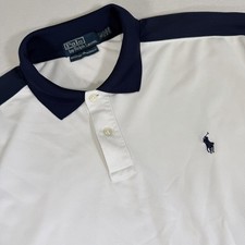 Polo Ralph Lauren Mens Golf Polo Shirt Moisture Management Logo White Blue XL