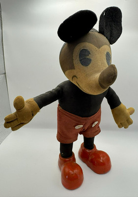 Vintage 1930's Knickerbocker Mickey Mouse Disney Composite Doll Wood Shoes