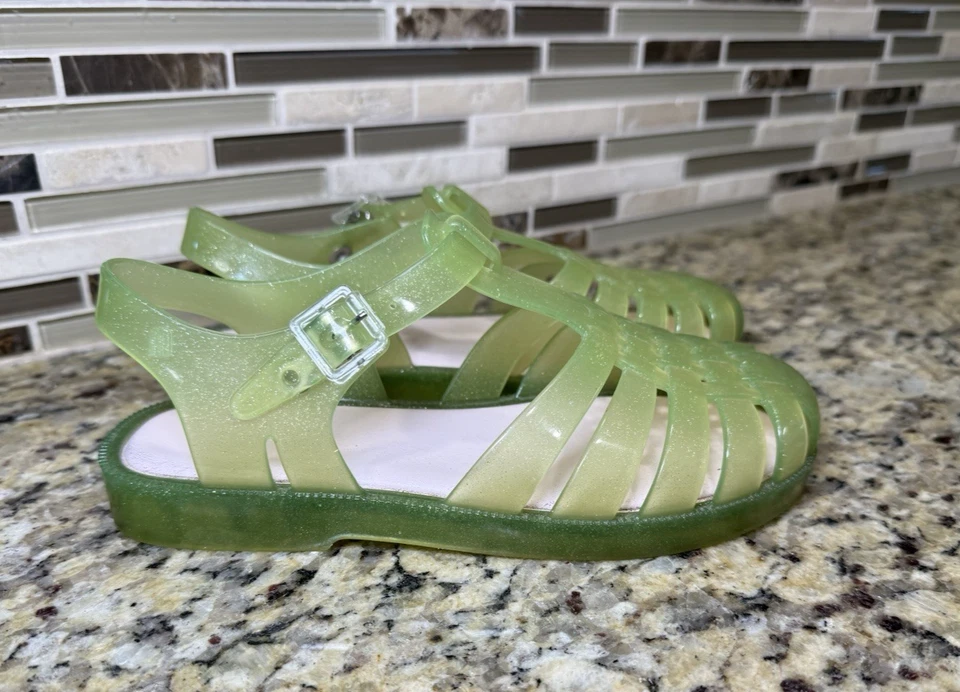 Мини Melissa желе сандалии светло-зеленый блестящий большой ребенок девочки sz 3 - Изображение 3 из 4