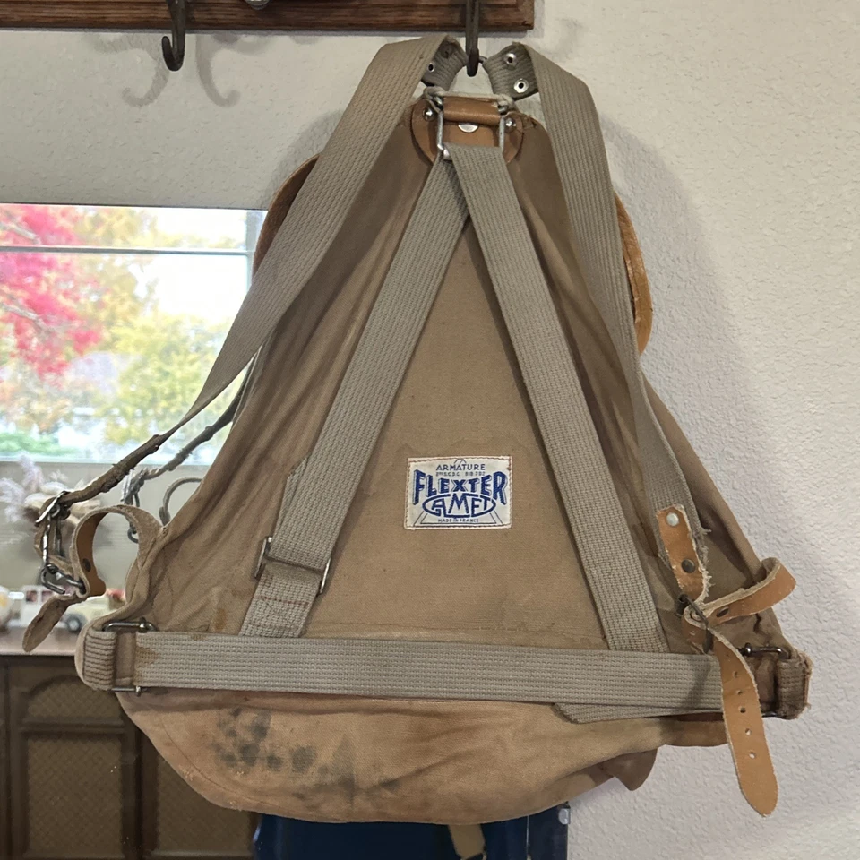 Mochila de senderismo de lona vintage hecha en Francia 1960 FLEXTER Foto 2 de 4