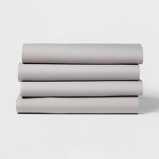 Room Essentials 4pk Solid Microfiber Fitted Sheets - Twin, Gray 8531