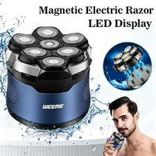 Magnetic Rotary Electric Shaver Rechargeable Bald Head Hair Beard Trimmer Razor