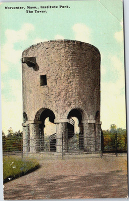 The Tower, Worcester Massachusetts MA Institute Park Postcard