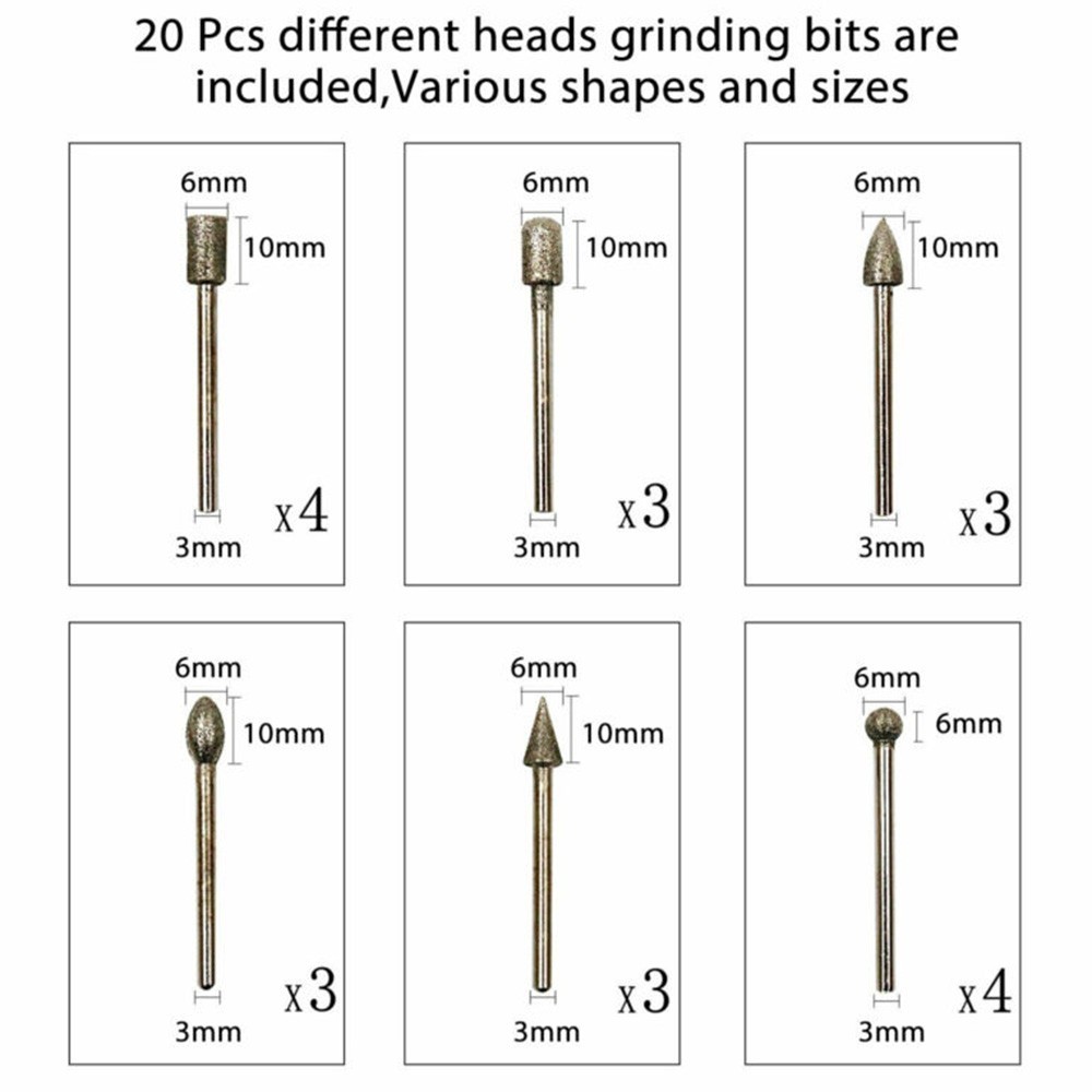 Electroplated Burr Drill Bits Carving Engraving Cutting Polishing Metal