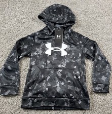 NEW Under Armour Boys Fleece Hoodie Sweatshirt Black Camo Logo Youth Small
