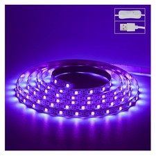6.6ft Black Light LED Strips, 120 Lamp Beads, USB black light strip, Purple