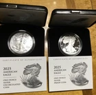 PAIR 2025-W AMERICAN SILVER EAGLE DOLLARS PROOF & BURNISHED DOLLAR SETS BOX& COA