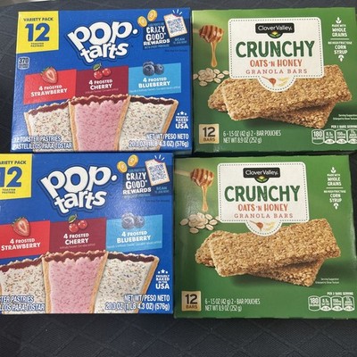 2 boxes Pop Tarts and 2 boxes Oats N Honey Granola Bars - Summer Snacks