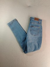 Lee Womens Jeans 4 Medium Blue Skinny High Rise Kelly Mid Distressed 5 Pockets