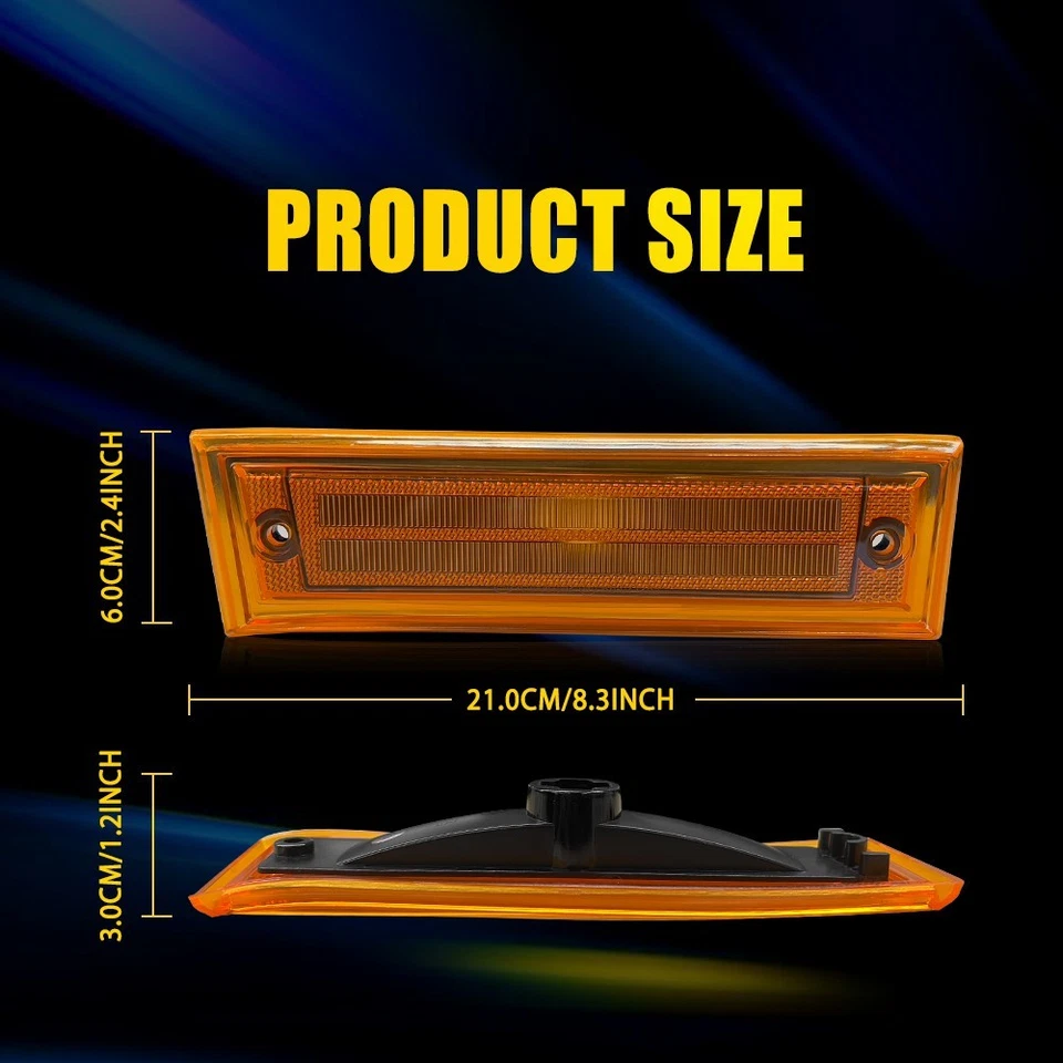 2Pc Lens Amber Side Signal Light Marker Housing for Chevrolet GMC R2500 K5 R3500 - Image 4 of 4