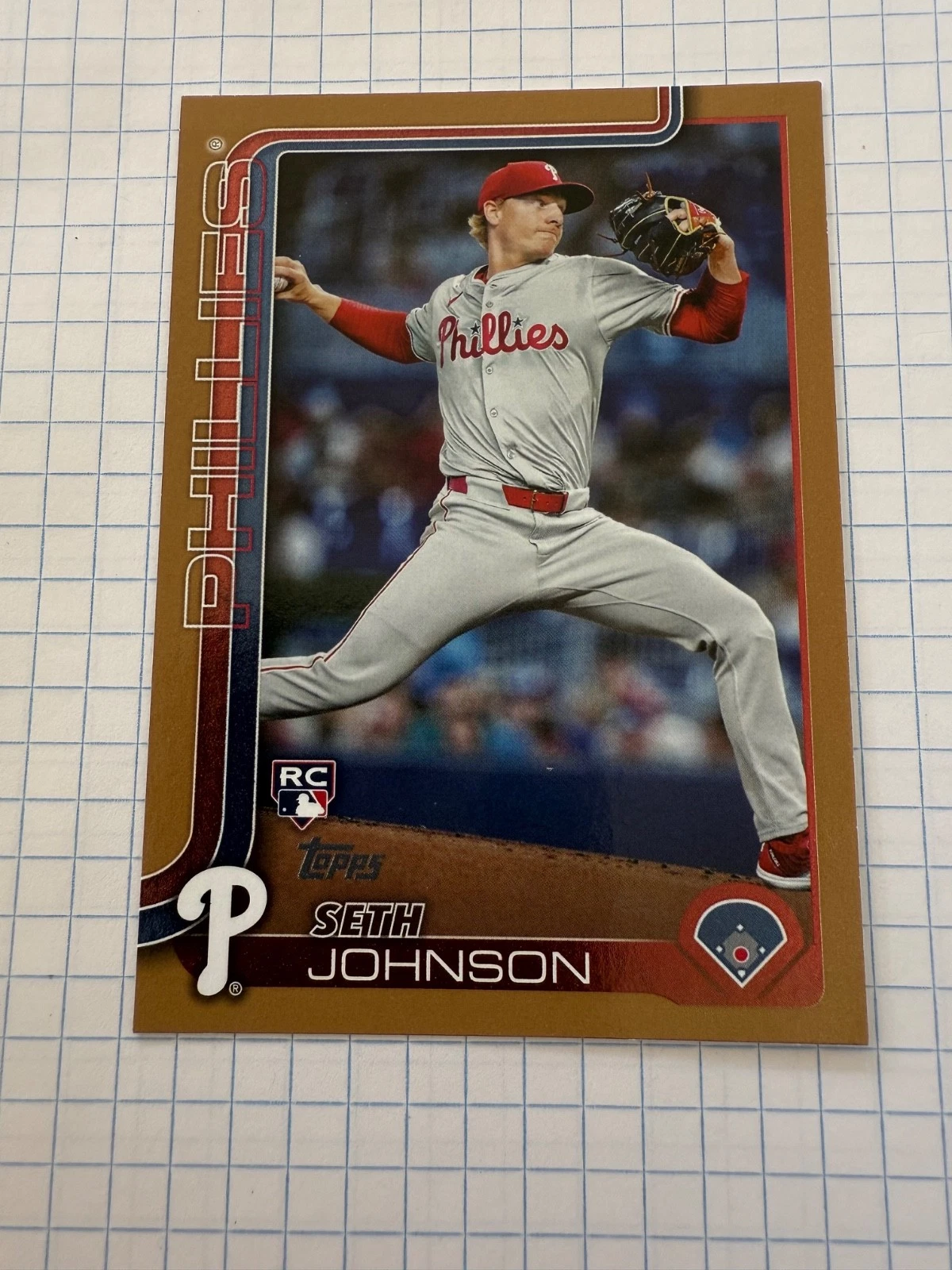 /2025 SETH JOHNSON GOLD BORDER RC 2025 TOPPS #362 ROOKIE Philadelphia Phillies