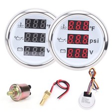 3 in 1 Gauge Kit 52mm Digital Oil Pressure Gauge, Water Temperature Gauge, RED3
