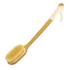 Bath Body Brush Soft Bristles Shower Back Scrubber Anti-slip Long Bamboo Handle
