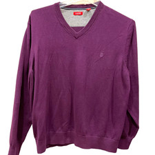 XL IZOD Mens Purple v Neck 100 Cotton Long Sleeve Sweater pullover Long Sleeve