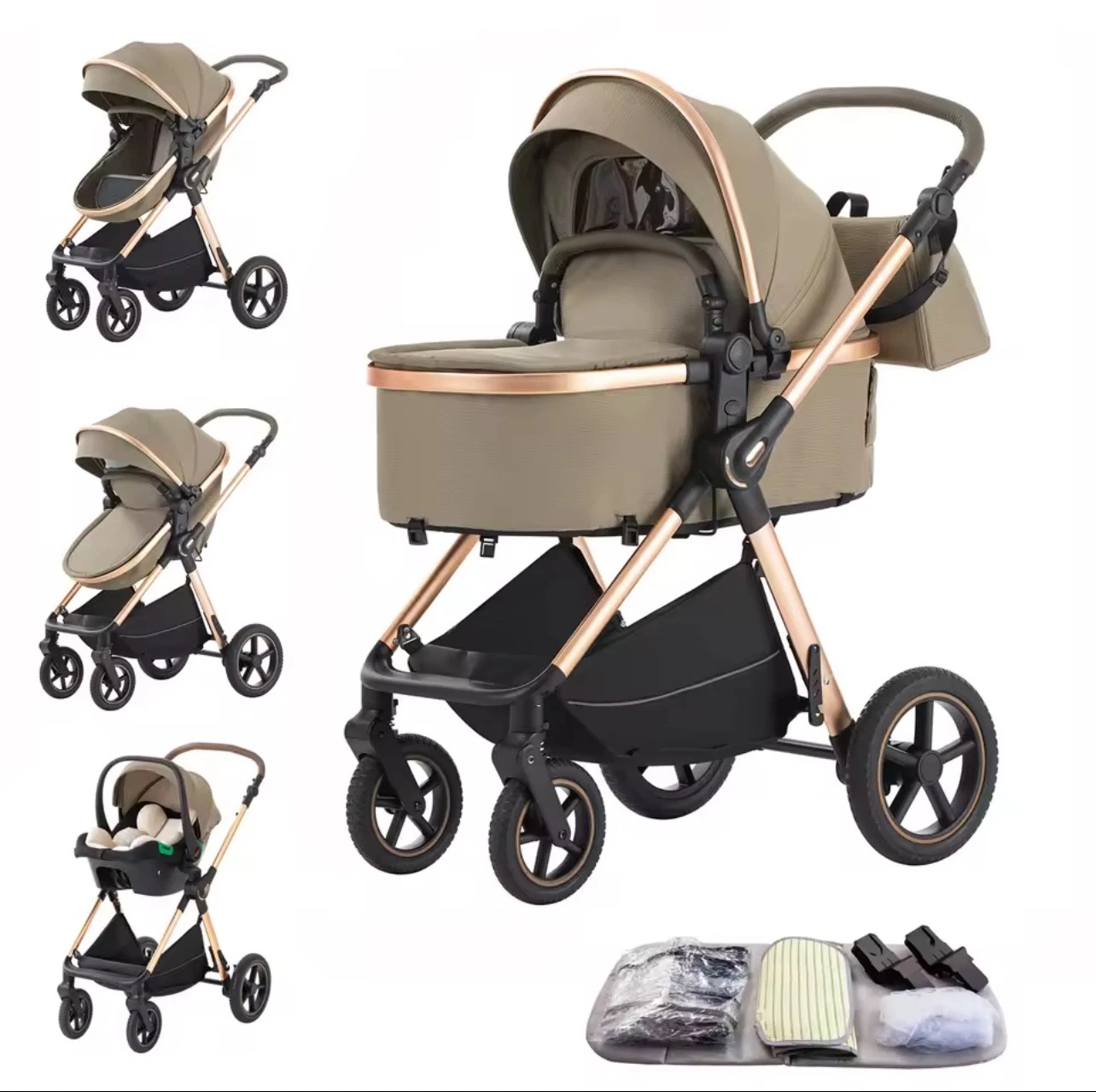 Baby stroller 3 in 1 Baby carriage Portable luxurious travel pram High landscape
Opens in a new wind