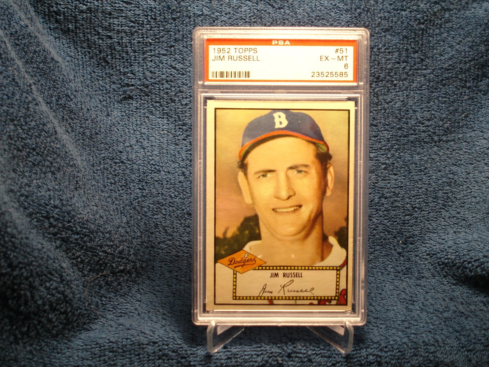 1952 TOPPS PSA 6 (EX-MT) JIM RUSSELL - #51 ~ BROOKLYN DODGERS