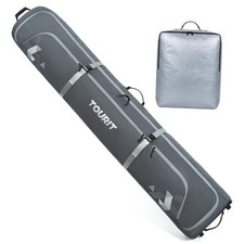 Rolling Ski Bag and Ski Boot Bag Combo, Padded Snowboard Bag Grey-1 Standard