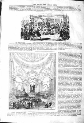 Alter antiker Druck 1842 Innenraum St. Paul'S Cathedral London Architektur 19.